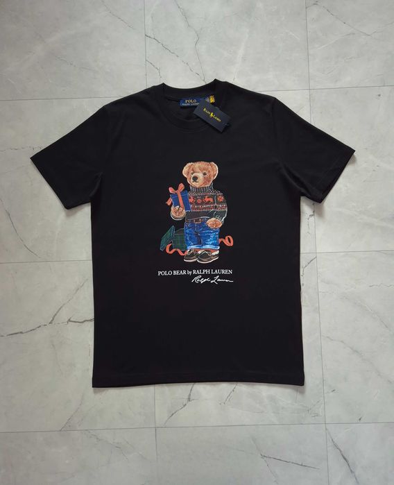 Ralph Lauren Bawełna M L XL XXL 3XL Czarny Męski T shirt Polo Bear