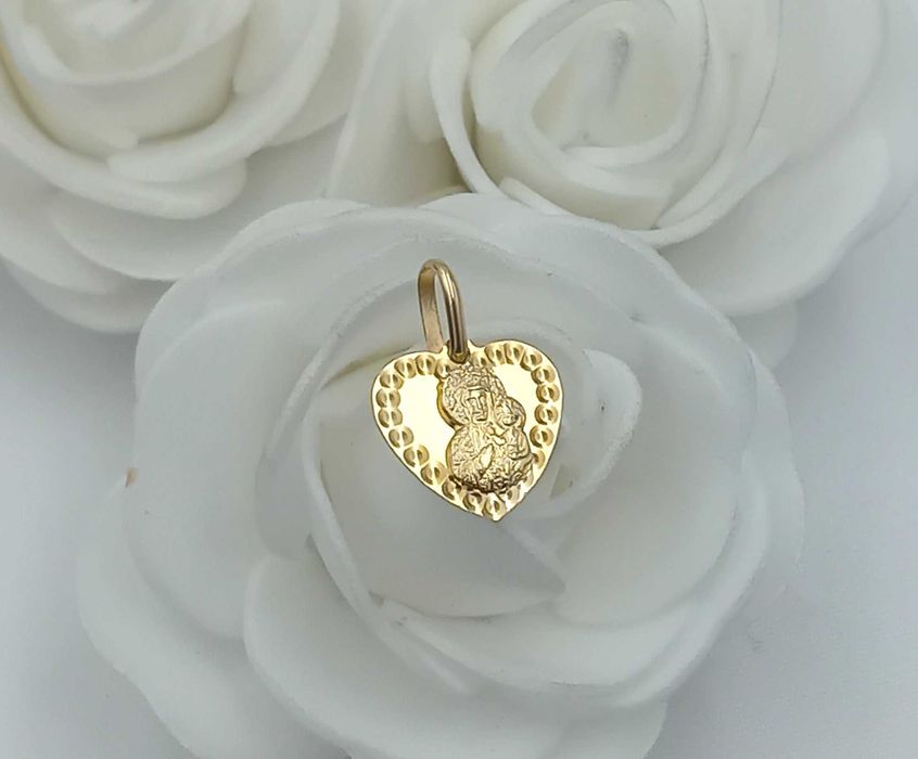 Złota zawieszka Wisiorek Medalik Matka Boska Serce próba 585 NOWA/ Fajne Okazje