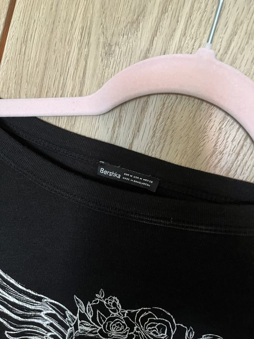 Czarny top z długim rękawem bluzka Bershka