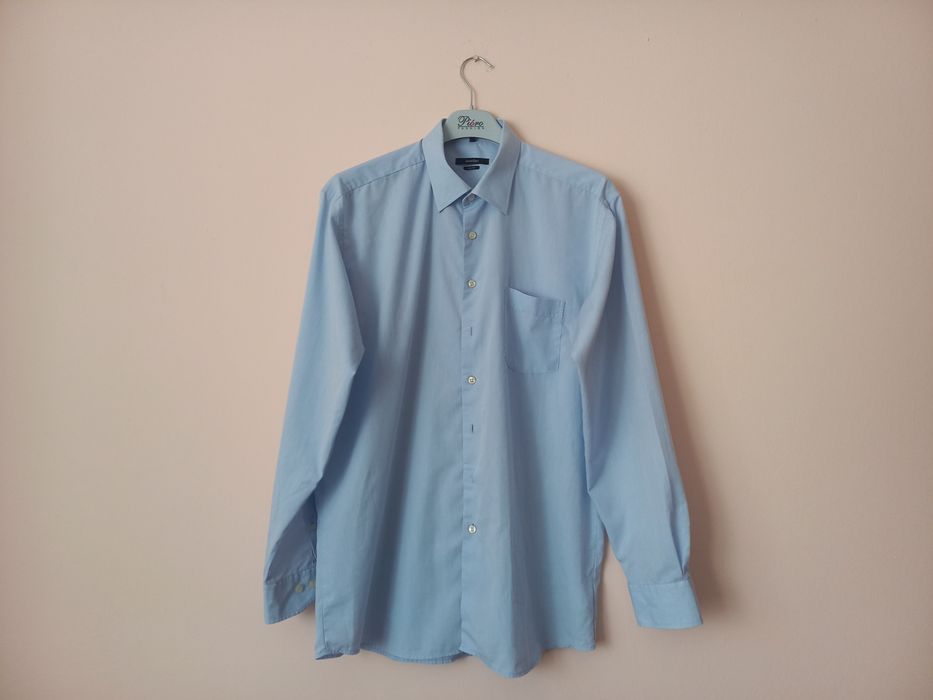 Elegancka błękitna koszula męska | r. XL (43/44) | 100% bawełna