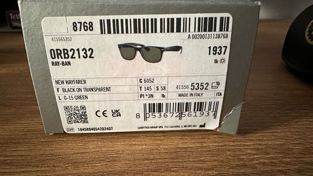 Ray-Ban New Wayfarer Okulary przeciwsłoneczne RB 2132 roz. L - 58 nowe
