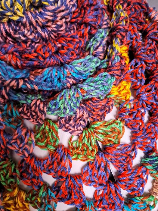 Przepiękna Multikolorowa Duża Chusta Szal na szydełku_Na Prezent