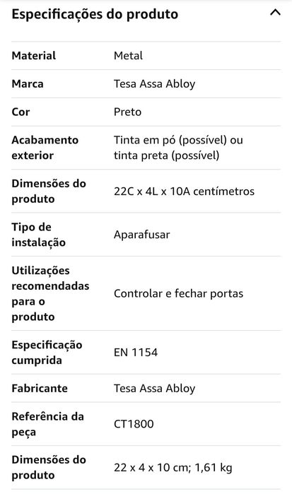 Fecho de portas braço preto