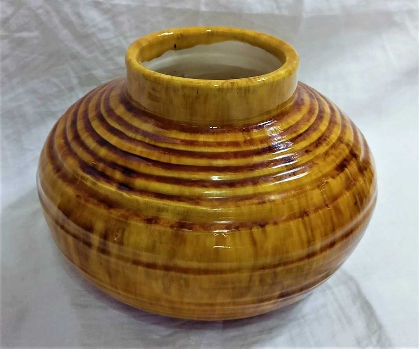 Vaso Vidrado Cerâmica Assinado RN