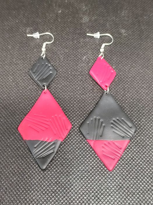 Kolczyki 2 romby z gliny polimerowej