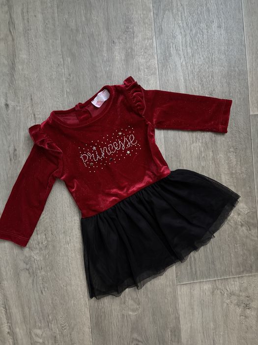 Бодік та сукня велюровий червоний для фотосесії 68-74 розмір