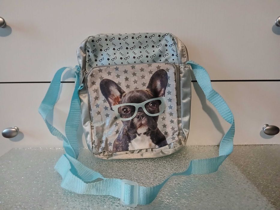 Torba na Ramię Szkolna bulldog okulary