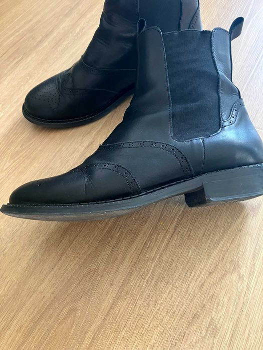 Sztyblety ZIGN golfy brogs czarne botki wsuwane 39