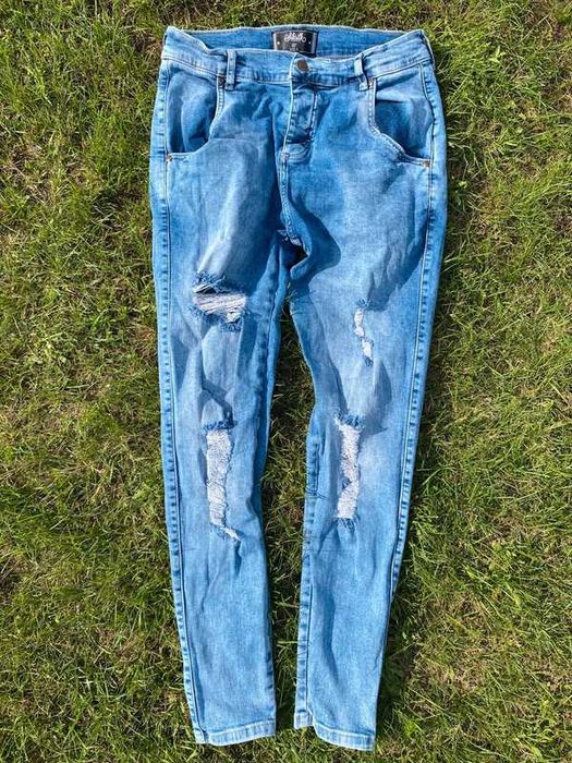 Spodnie damskie SikSilk jeansy slim blue niebieski denim women M