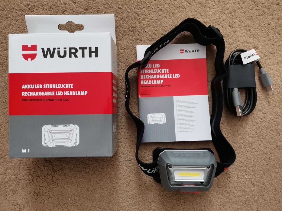 WURTH !!! Latarka czołowa - mocna z sensorem 280 lm 5V 3W !!! Nowa !!!