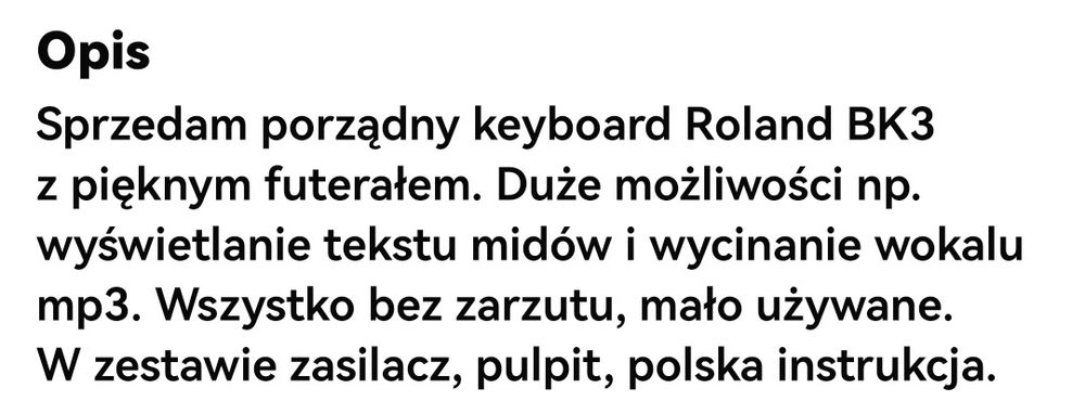 Sprzedam keyboard ROLAND BK-3