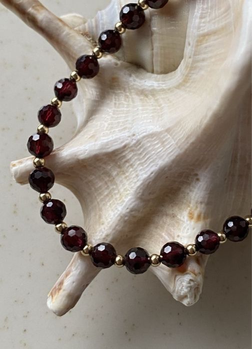 Bransoletka z duzych granatów, Goldfilled 14k