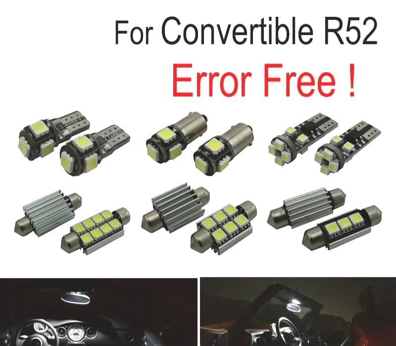 KIT COMPLETO 12 LAMPADAS LED INTERIOR PARA MINI COOPER CABRIO CONVERTIBLE R52 04-07
