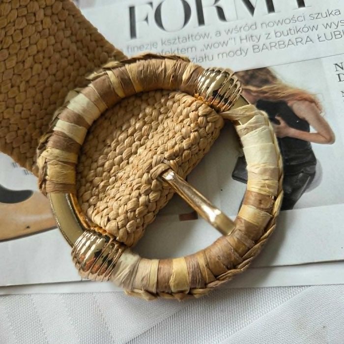 Viralowy pleciony pasek boho beżowy regulowany Made in Spain