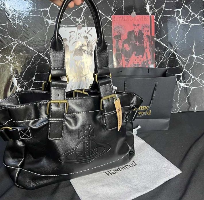 Сумка Vivienne Westwood Big black leather bag вівіен вествуд y2k sk8