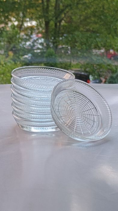 Urocze szklane podstawki, 7 szt., vintage.