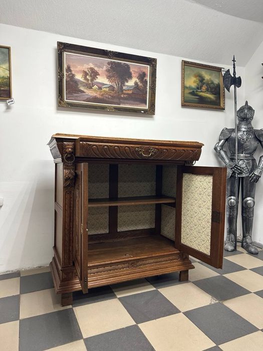 Різьблений високий комод шафа тумба дерево шкаф 4100