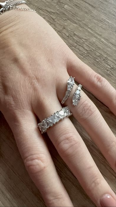 Нове кільце 17,5 сріблясте набір каблучка регульований біжутерія