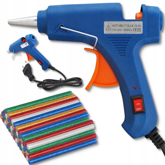 Pistolet Do Klejenia Klejarka 7mm + 50 Lasek Kleju Kolorowego Brokat K