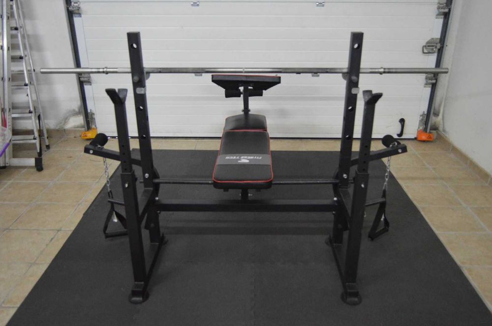 Banco de Musculação Multiestação Fitness Tech + Barra 10kg