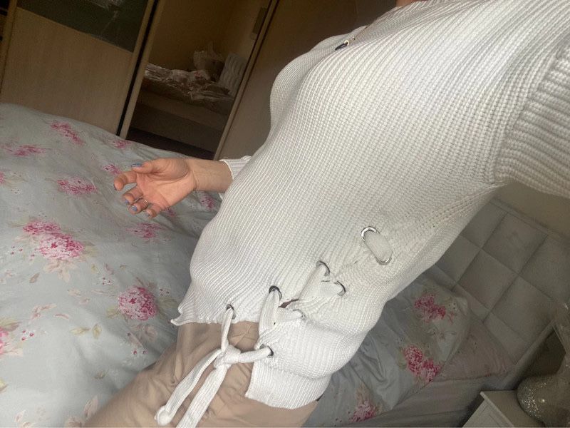 Max mara weekend bialy sweter dzianina wiazany pleciony swetr s 36