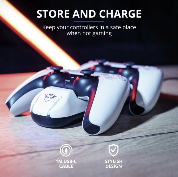 Stacja do ładowania padów PS5 TRUST Duo Charge Dock GXT251 Nowa!