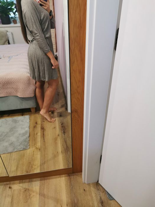 Sukienka H&M krótka długi rękaw 7/8 luźna gumka w pasie rozmiar M