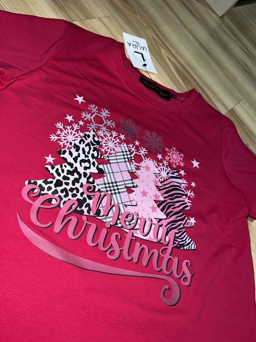 Różowa bluzka Merry Christmas S