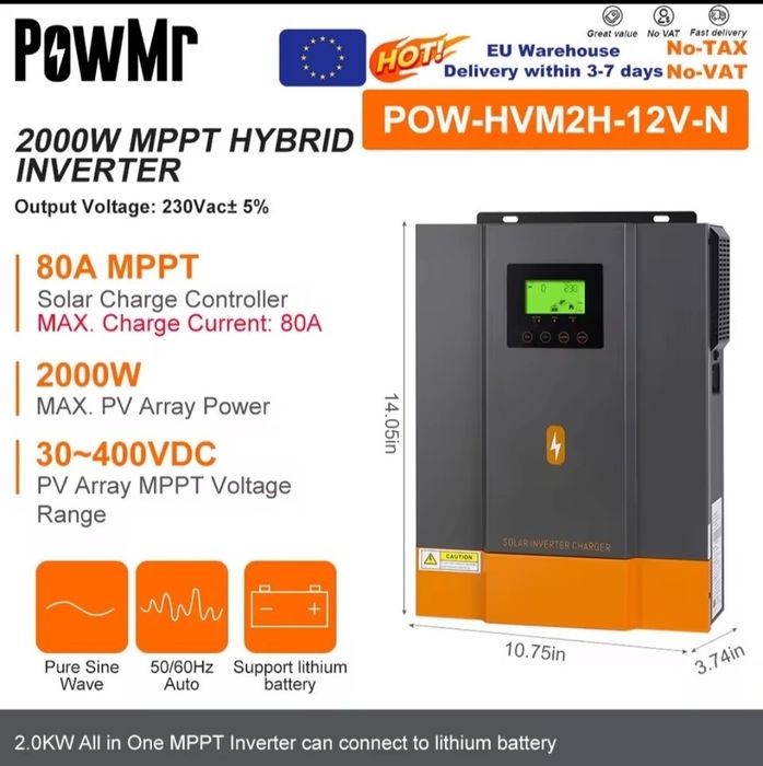 Гібридний інвертор чистий синус 1 кВт,  після 14 лютого буде 2,2 кВт 1