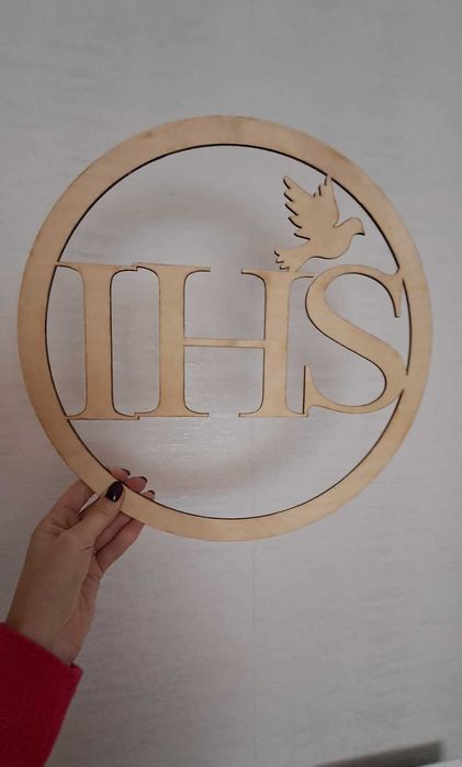 Obręcz IHS na Komunię koło Komunia dekoracja 30 cm