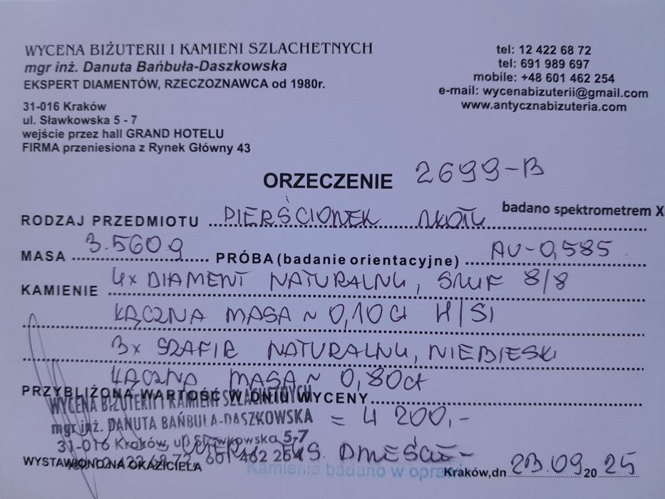 R.15 Zaręczynowy Pierścionek Antyk Szafiry Diamenty Złoto 585 WYCENA