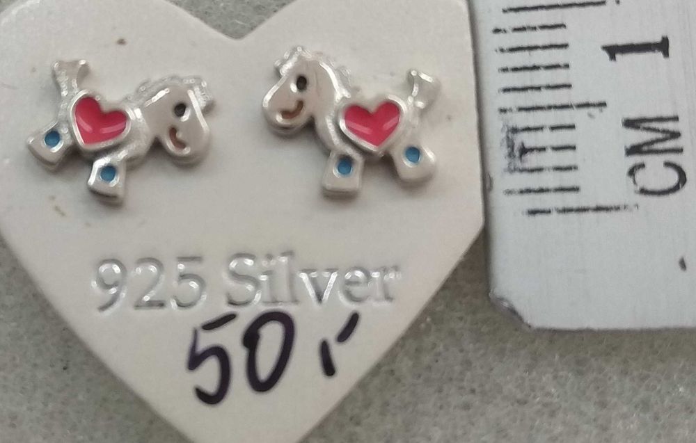 Kolczyki Dziecięce koniki Srebro 925 NOWE