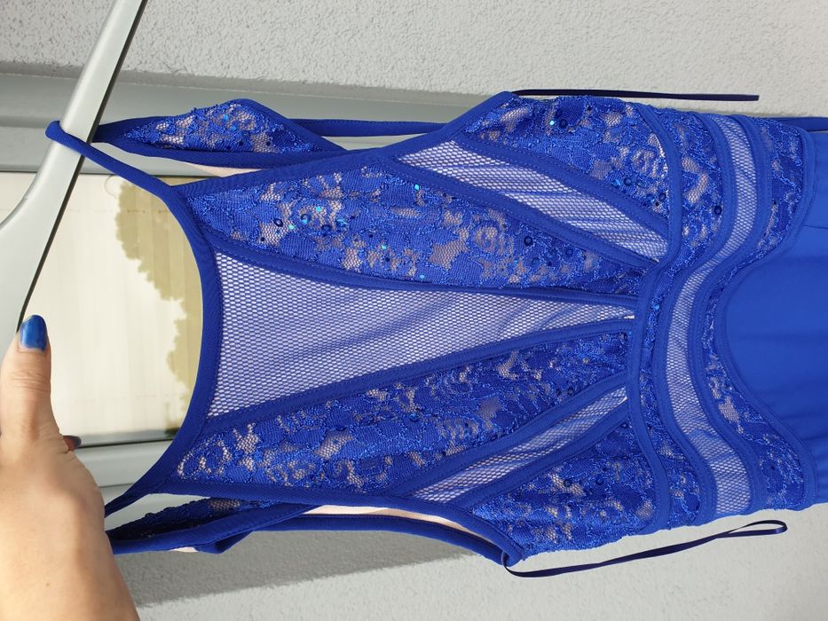 Sukienka maxi niebieska świadkowa poprawiny