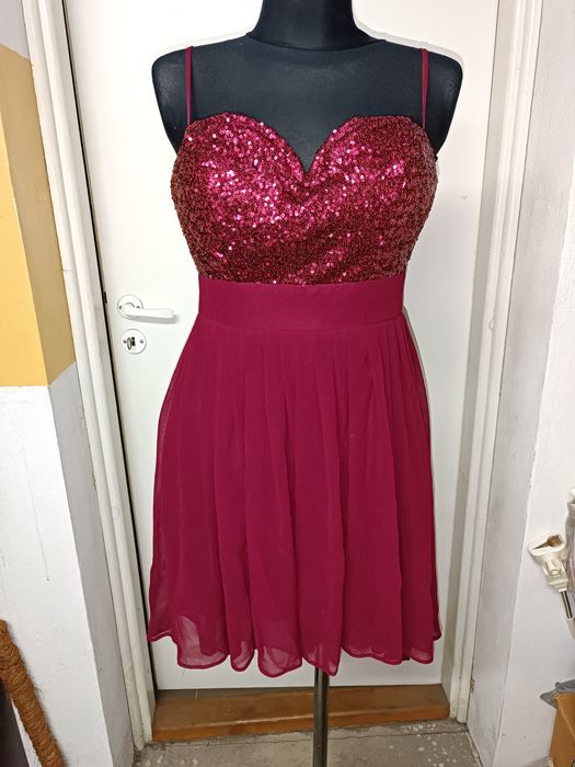 Elise Ryan bordowa sukienka cekiny r. 40