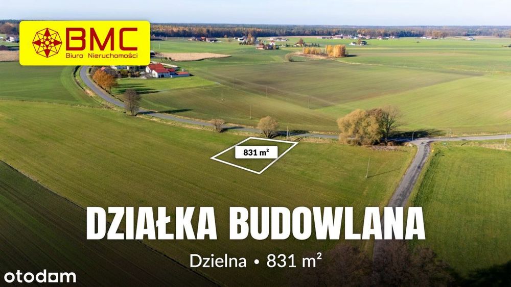 Działka budowlana 831m2 Dzielna