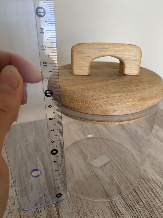 Frascos de Vidro com Tampa em Madeira Vários Taman