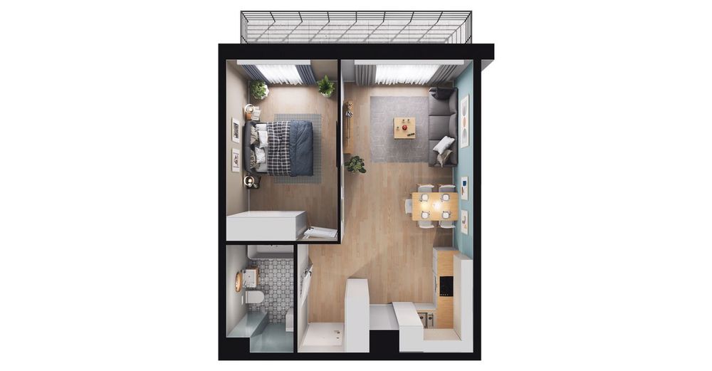 2-pokojowe mieszkanie 43m2 + balkon