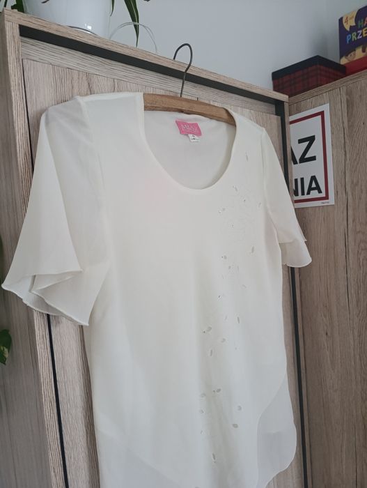 Koszula kremowa, koszulka, przewiewna, luźna, 44, XXL, M&Sz