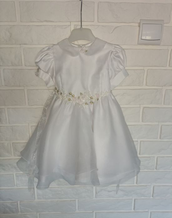 Sukienka do chrztu r.74 czapka opaska buty bolerko sweterek