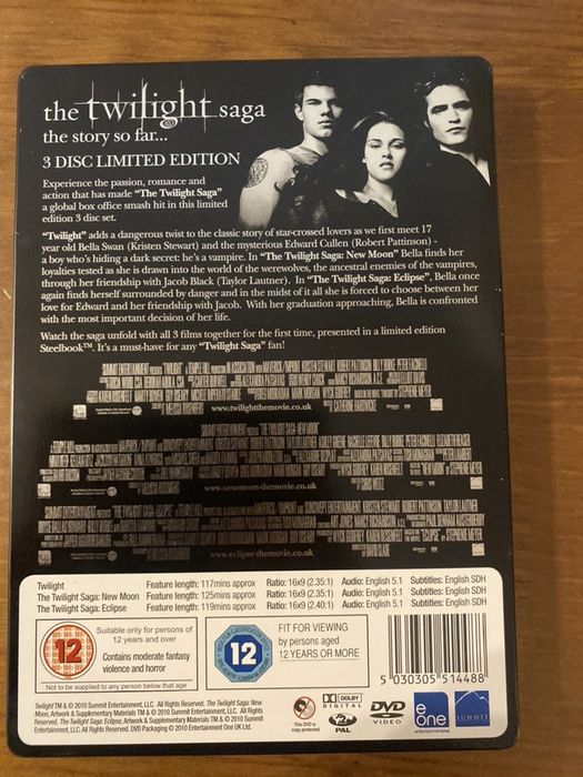 Dvd set trilogia Twilight - metal case