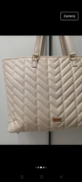 Duża torba shopperka pojemna beżowa sinsay