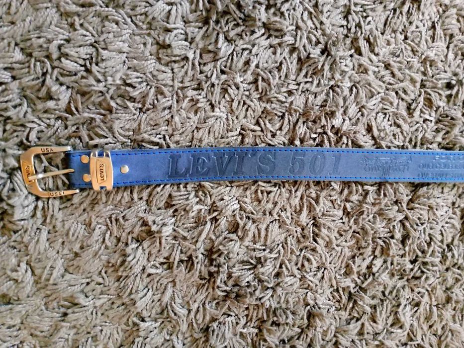 Oryginalny pasek Levis USA skóra niebieski
