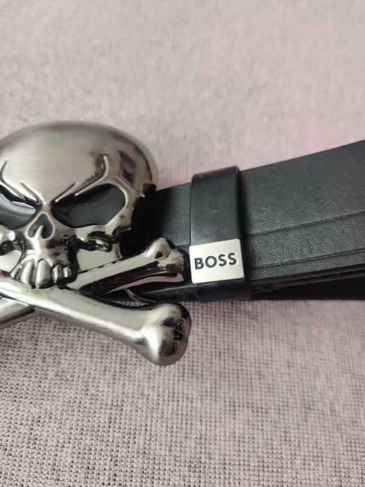 Hugo Boss pasek do spodni oryginalny czarny okazja pas skórzany skóra naturalna
