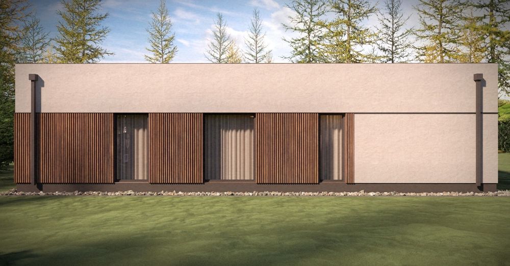 Parterowy dom z DACHEM PŁASKIM w stanie  deweloperskim