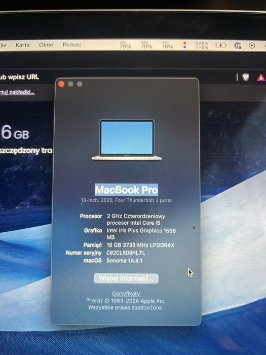 MacBook Pro 13” 2020 - i5 - 16/512 - 4x Thunderbolt 3