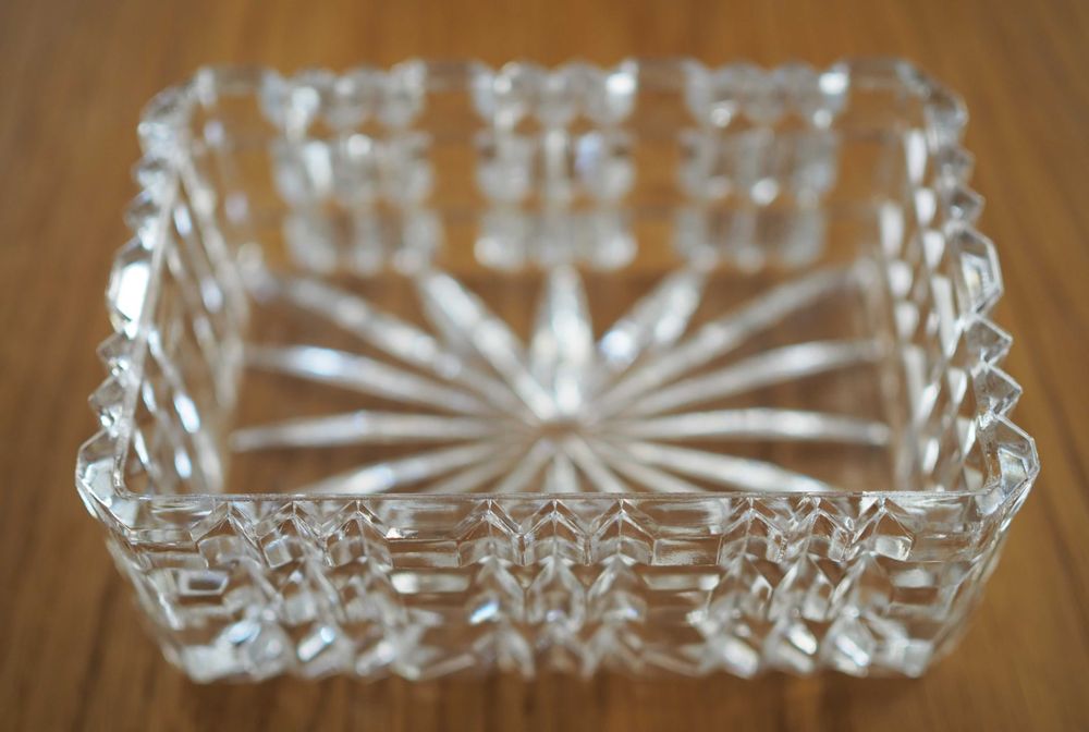 Kryształowa popielniczka, pojemnik, papierośnica PRL