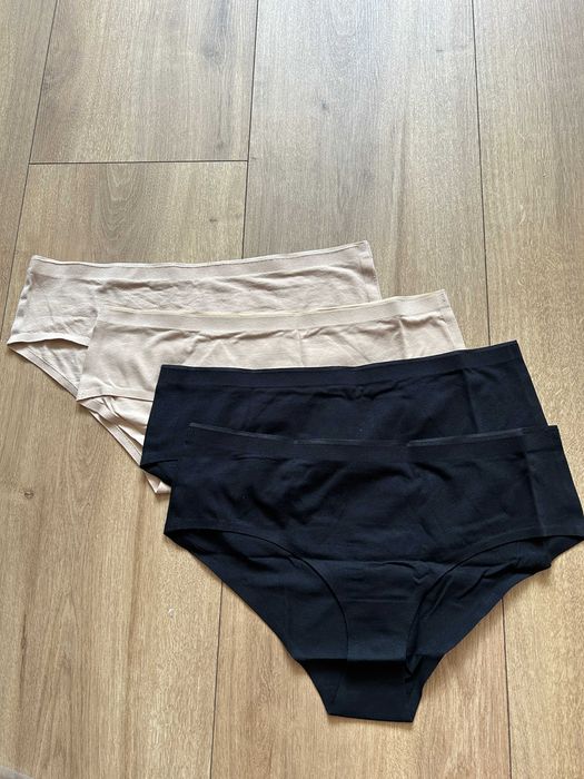 Zestaw majtek nowe majtki beżowe czarne cieliste figi panty z bawełną organiczną