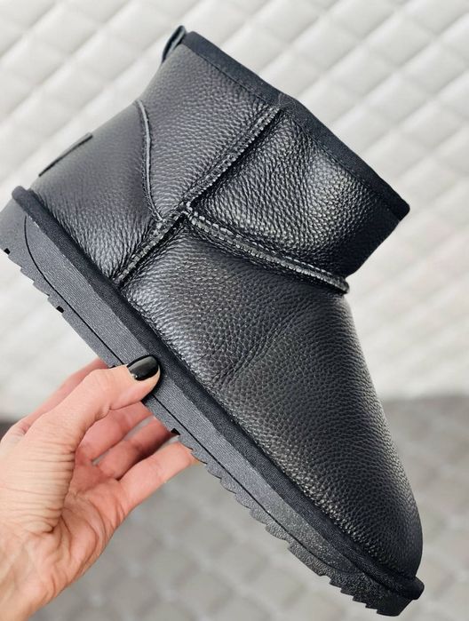 Кожаные мужские угг мини на шерсти IGG mini leather