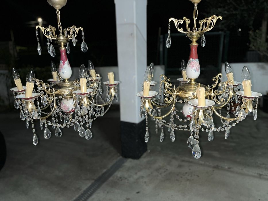 Candeeiros de porcelana e cristal