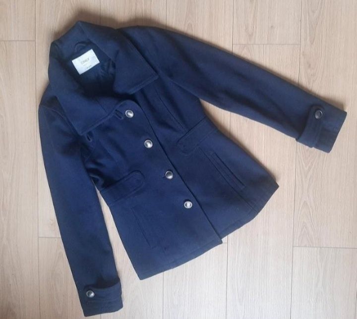 Пиджак пальто only жакет курточка плащ тёмно синий цвет m куртка